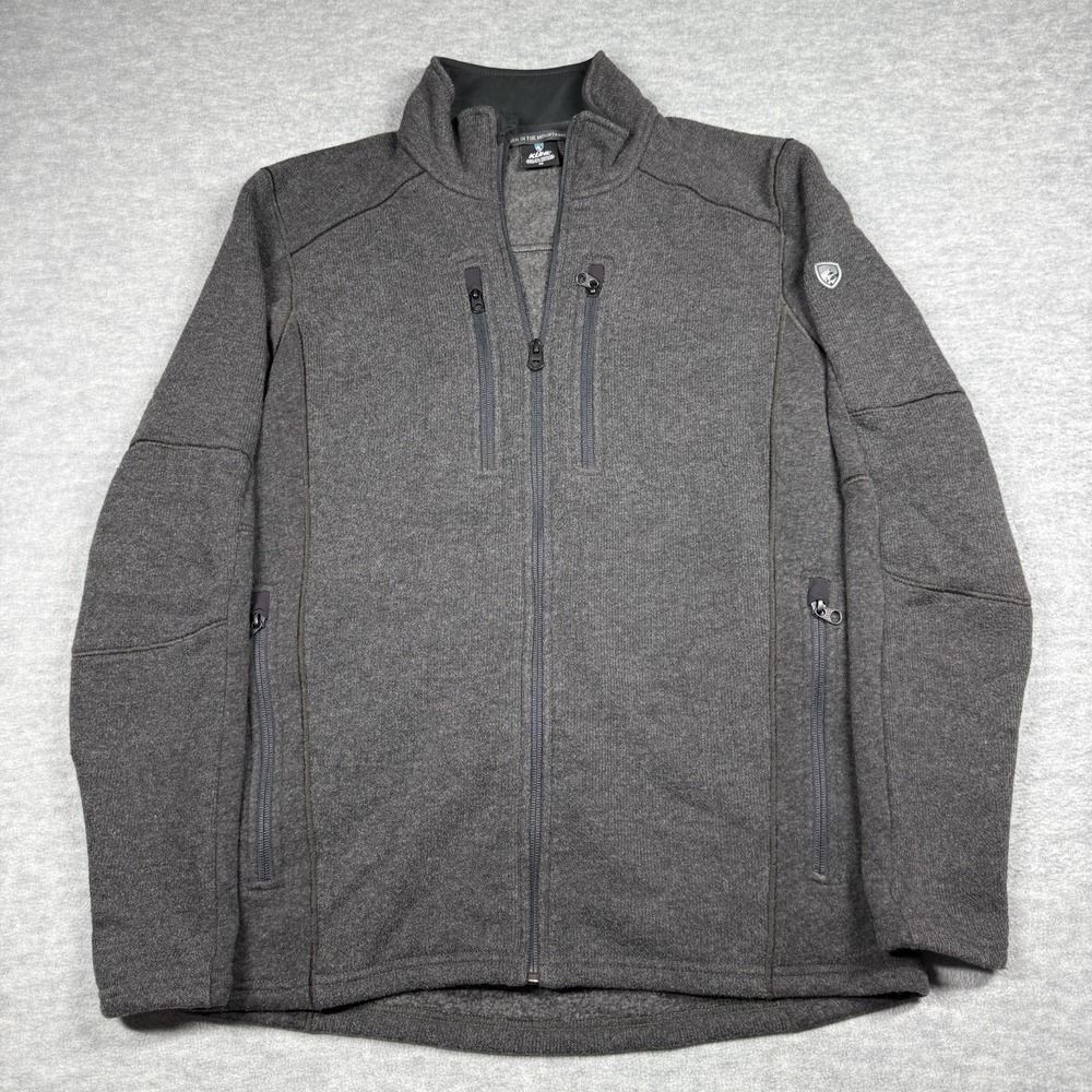 Kuhl Fleece Jacket Mens M Gray Full Zip Interceptr Outdoor Hiking Sweater Coat